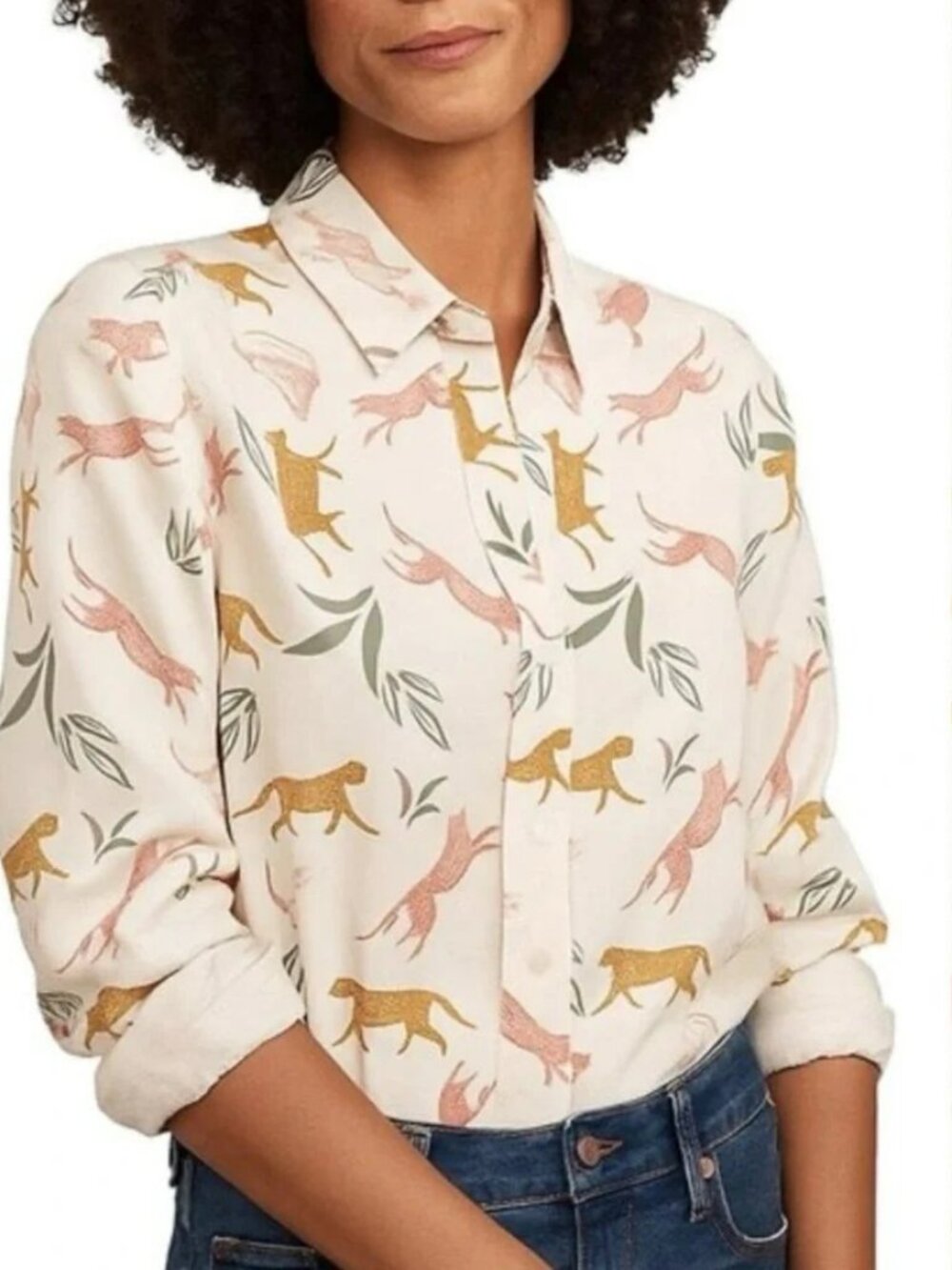 Marine Layer Sahara Cheetah Leopard Button Down Shirt